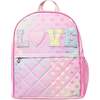 LOVE' Heart Print Large Backpack, Pink - Bags - 1 - thumbnail