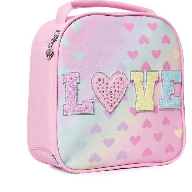 LOVE' Ombre Heart Print Lunch Bag, Pink