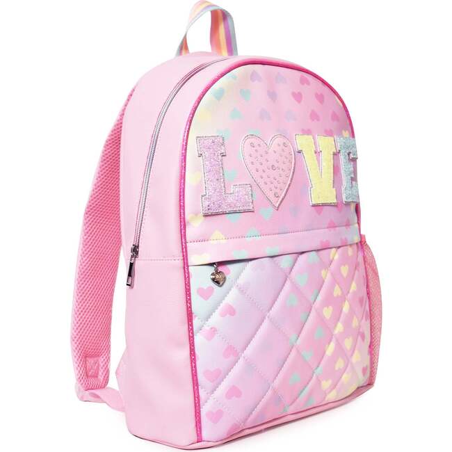 LOVE' Heart Print Large Backpack, Pink - Bags - 2