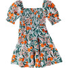 Girls Puff Sleeve Dress, Orange Blossom Sky - Dresses - 1 - thumbnail