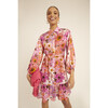 Women's Belted Shirt Dress, Botanical Floral - Dresses - 2