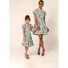 Girls Puff Sleeve Dress, Orange Blossom Sky - Dresses - 3