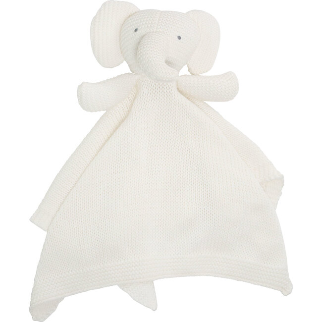 Organic Knit Elephant Lovey, White