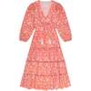 Odette Women's Maxi Dress, Coral Floral Block Print - Dresses - 1 - thumbnail