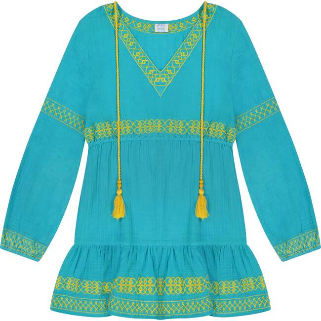 Clara Mini Dress, Ethereal Blue Embroidery