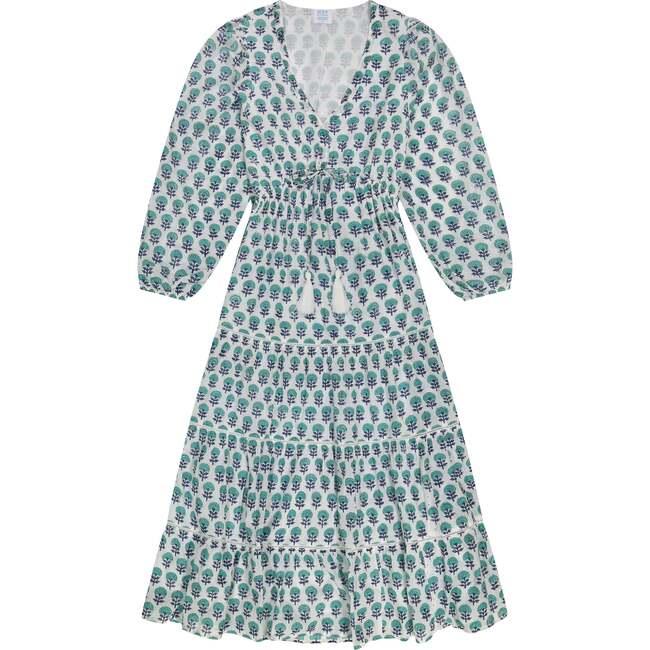Odette Women's Maxi Dress, Green Floral Block Print - Dresses - 1 - zoom