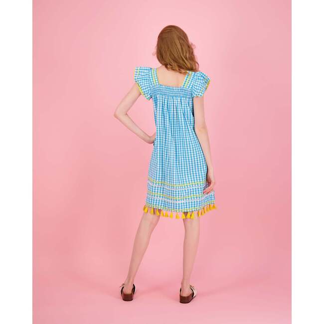 Sandrine Women's Dress, Turquoise Check - Dresses - 3