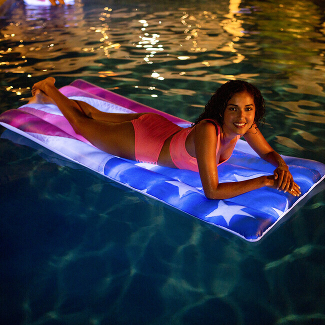 Illuminated Stars & Stripes LED Deluxe Pool Raft - 74 x 30"