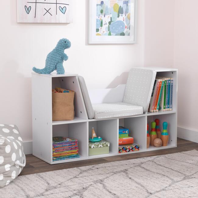 Bookcase with Reading Nook, White - Bookcases - 7