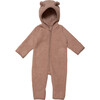 Mushi Baby Suit W/Ears In Cotton Fleece, Ash Rose - Onesies - 1 - thumbnail