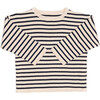 O-Neck Cotton Sweater, White & Blue - Sweaters - 1 - thumbnail
