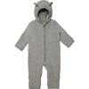 Mushi Baby Suit W/Ears In Cotton Fleece, Light Grey - Onesies - 1 - thumbnail