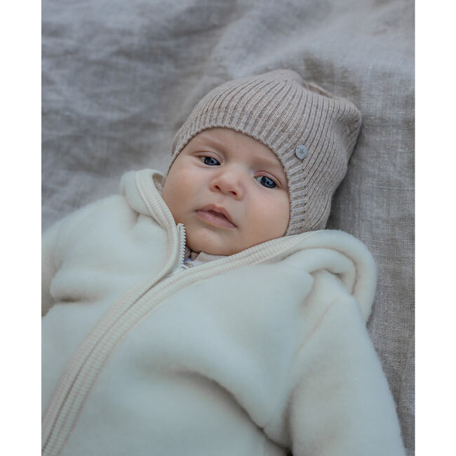 Mushi Baby Suit W/Ears In Cotton Fleece, Off White - Onesies - 2