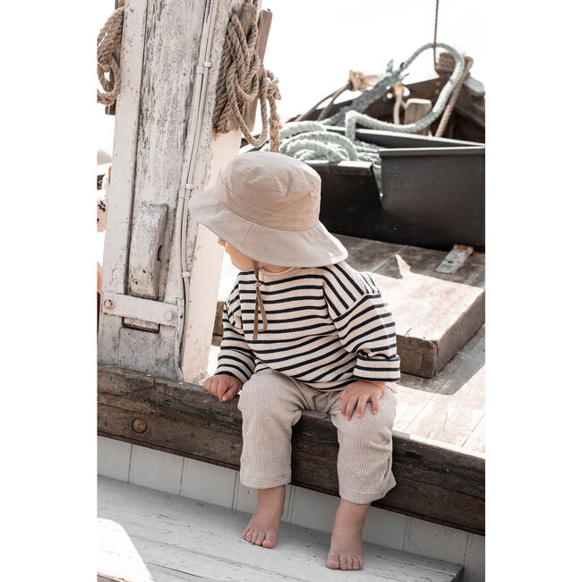 O-Neck Cotton Sweater, White & Blue - Sweaters - 4