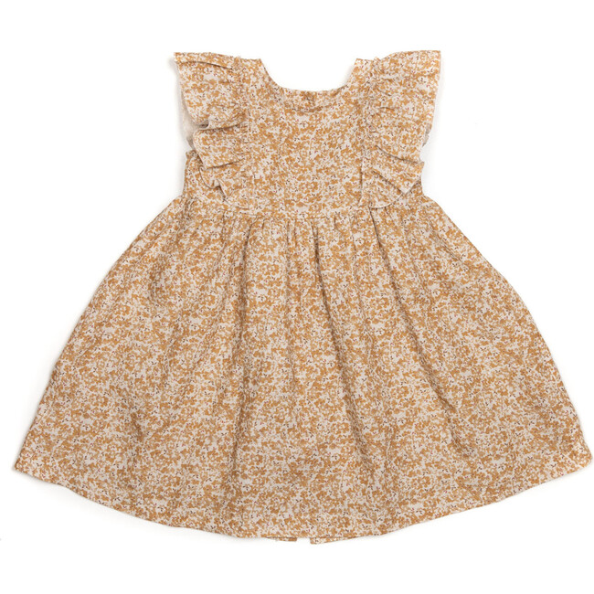 Isabell Linen Dress, Print Mustard