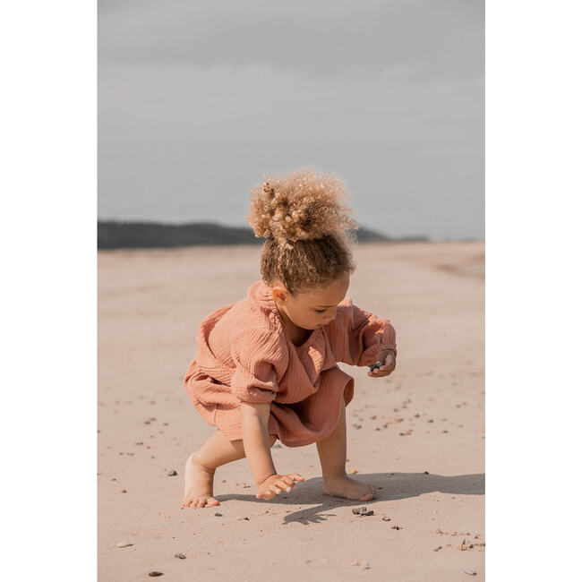 Lazy Dress In Muslin Cotton, Marsala - Dresses - 3