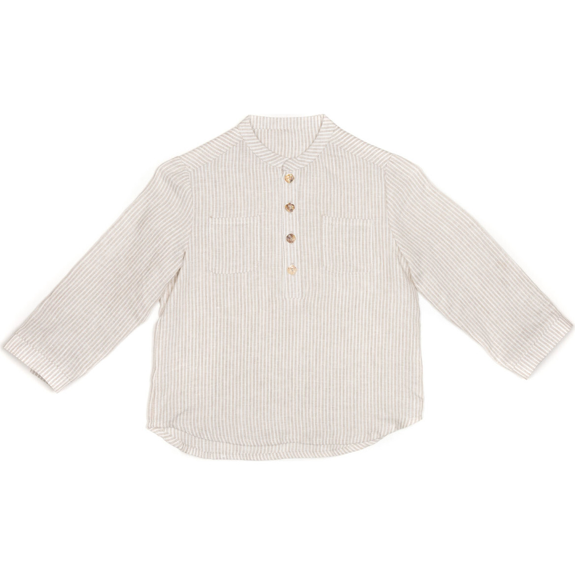 Emil Linen Shirt, Camel Stripe - Shirts - 1