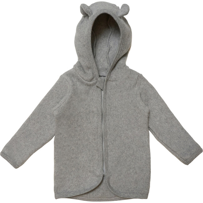 Cotton Fleece Fluffy Jacket w/ Ears, Light Grey