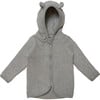 Cotton Fleece Fluffy Jacket w/ Ears, Light Grey - Jackets - 1 - thumbnail