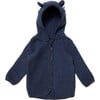 Cotton Fleece Fluffy Jacket w/ Ears, Navy - Jackets - 1 - thumbnail