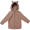 Cotton Fleece Fluffy Jacket w/ Ears, Ash Rose - Jackets - 1 - thumbnail