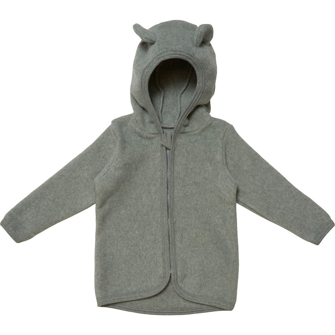 Cotton Fleece Fluffy Jacket w/ Ears, Eucalyptus - Jackets - 1