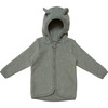 Cotton Fleece Fluffy Jacket w/ Ears, Eucalyptus - Jackets - 1 - thumbnail