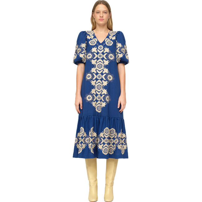 Women's Manuela V-Neck Dress, Blue - Jackets - 1
