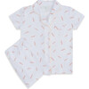 Child Feather Print Short Pajama Set , Pink - Pajamas - 1 - thumbnail