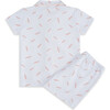 Child Feather Print Short Pajama Set , Pink - Pajamas - 2 - thumbnail