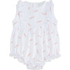 Feather Print Bubble, Pink - Rompers - 1 - thumbnail