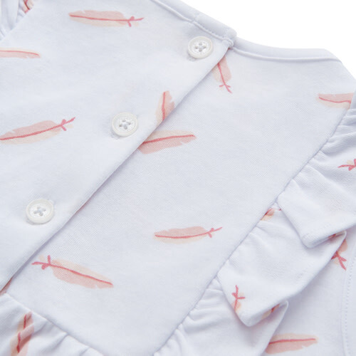 Feather Print Bubble, Pink - Rompers - 4