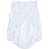 Feather Print Bubble, Aqua - Rompers - 2