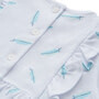 Feather Print Bubble, Aqua - Rompers - 4