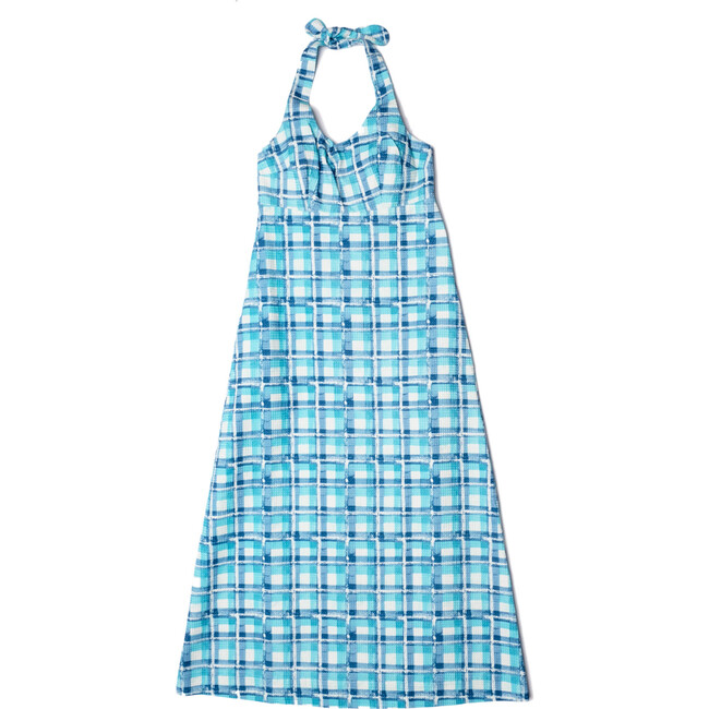 Women's Malia Halter Dress Azure Block, Azure/Oyster
