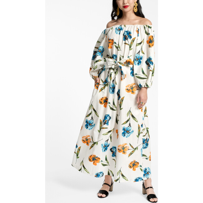 Women's Bliss Maxi Dress Iris, Oyster/Blue/Orange - Dresses - 2