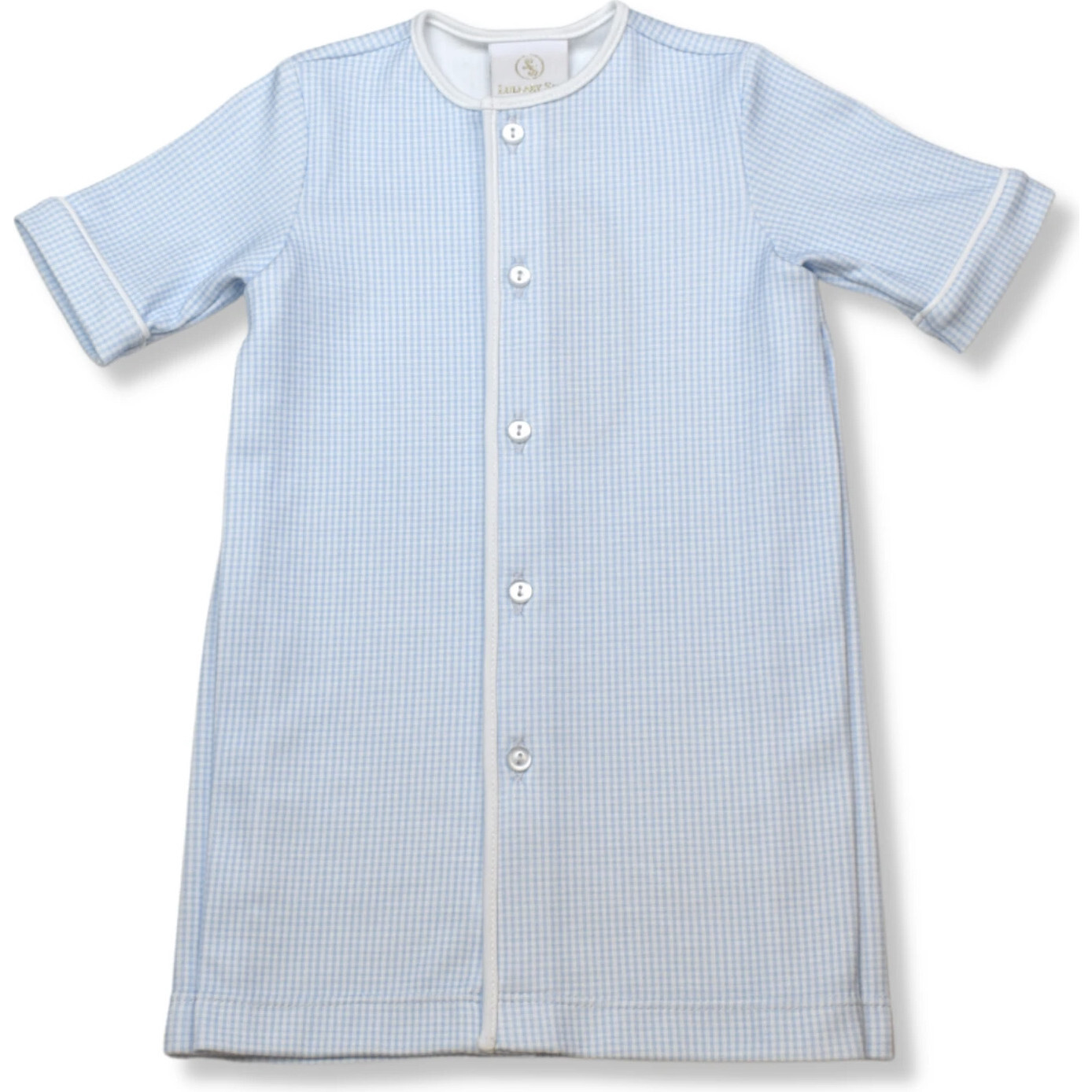 Welcome Little One Daygown, Blue Mini Gingham - Dresses - 1