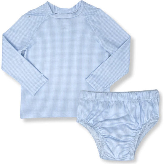 Sun & Sand Rash Guard Set - Pink/Blue Mini Gingham