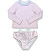 Sun & Sand Rash Guard Set, Pink, Blue Mini Gingham - Rash Guards - 1 - thumbnail