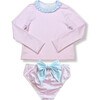 Sun & Sand Rash Guard Set, Pink, Blue Mini Gingham - Rash Guards - 3