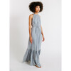 Women's Corsica Halter Dress, Dusty Blue Field Flower - Dresses - 2