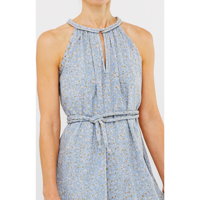 Women's Corsica Halter Dress, Dusty Blue Field Flower - Dresses - 7