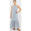 Women's Corsica Halter Dress, Dusty Blue Field Flower - Dresses - 8