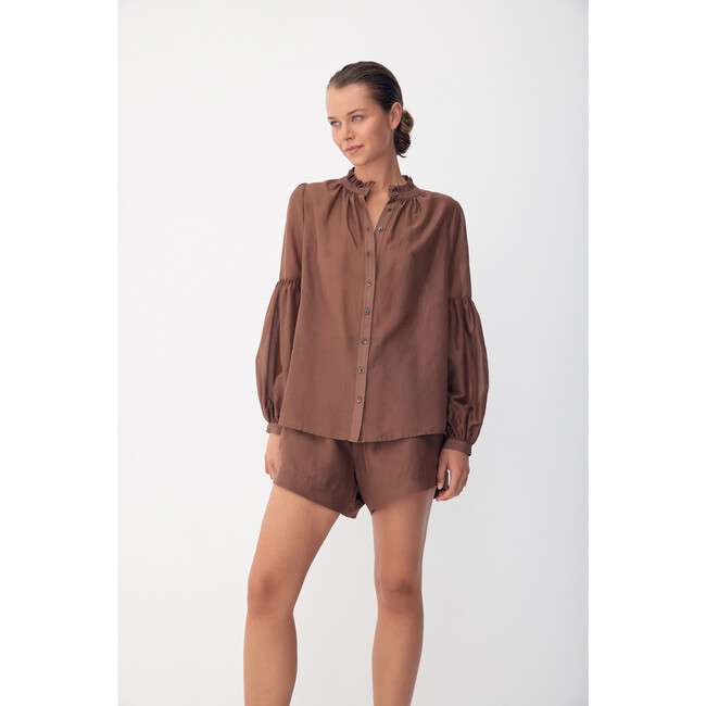 Women's Eddy shirt, Chocolate - Blouses - 3