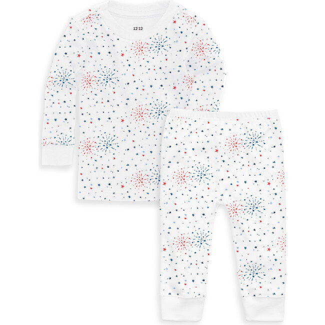 The Organic Long Sleeve Pajama Set, Star & Fireworks - Pajamas - 1 - zoom