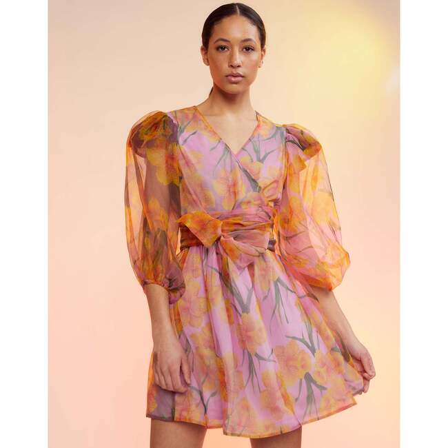 Women's Daffodil Organza Wrap Dress, Pink - Dresses - 2