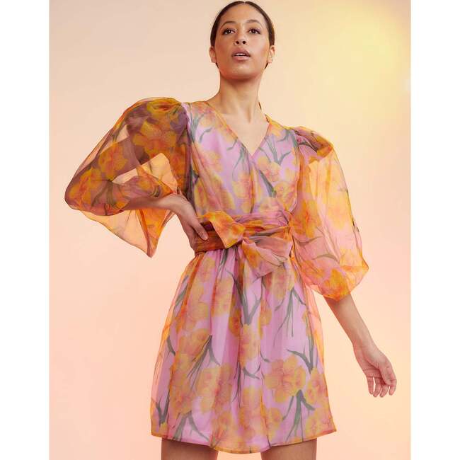 Women's Daffodil Organza Wrap Dress, Pink - Dresses - 3