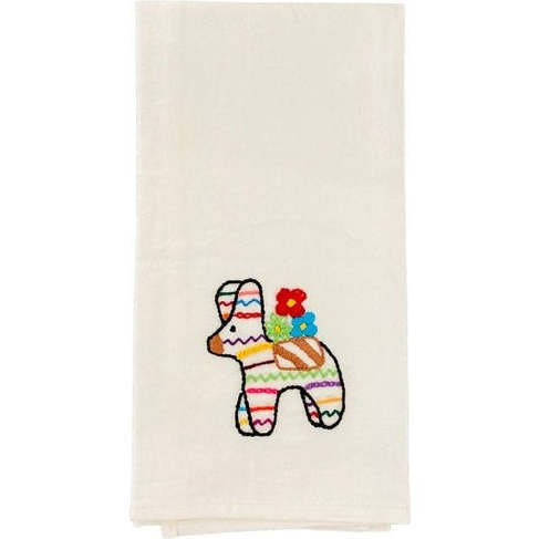 Burro Embroidered Hand Towel, Natural