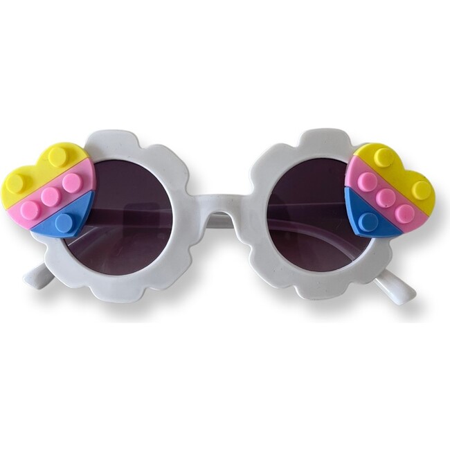 Heart Pop It Cami Flower Sunnies, White - Sunglasses - 1
