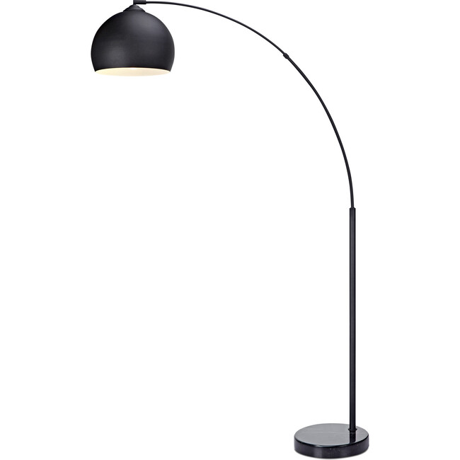 Arquer Arc Floor Lamp With Black Shade And Black Marble Base